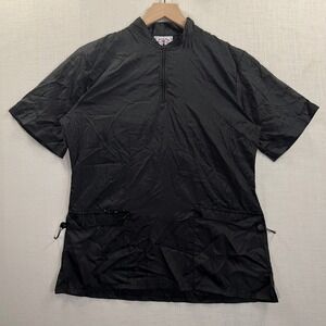 Max & Molly Women S Smock Black Quarter Zip Short Sleeve Nylon Pockets Utility‎